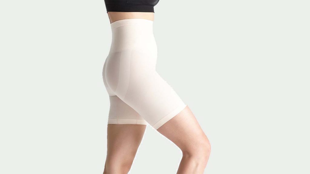 A white color Cleo InShape High Waist Shorts for backless dress