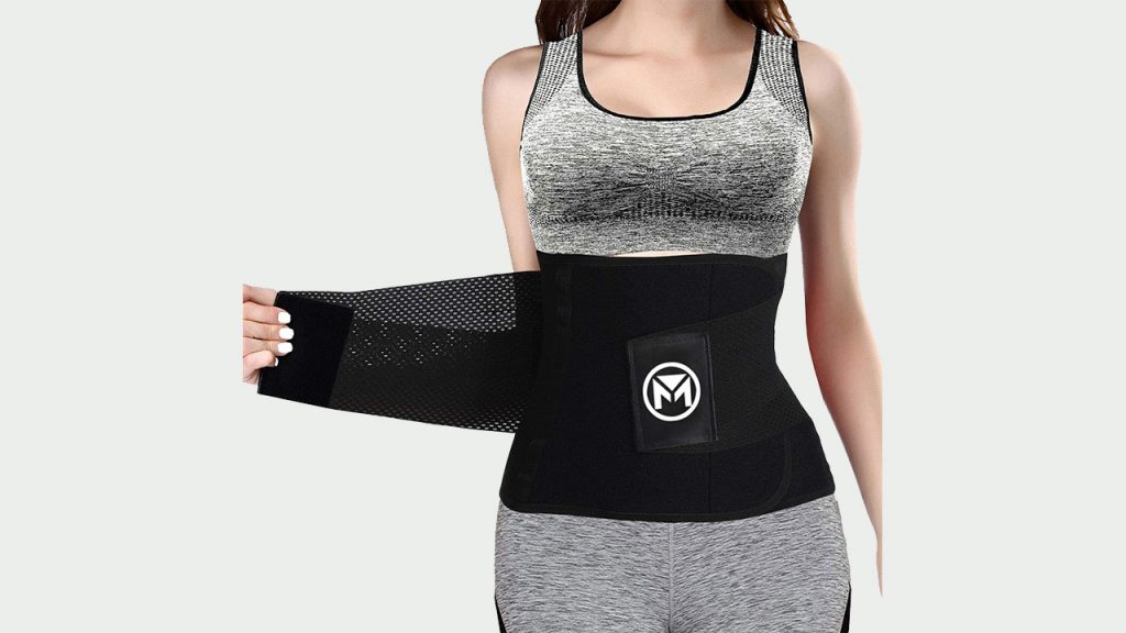 A woman showing the model of Moolida Waist Trainer Belt for Women Waist Trimmer Weight Loss